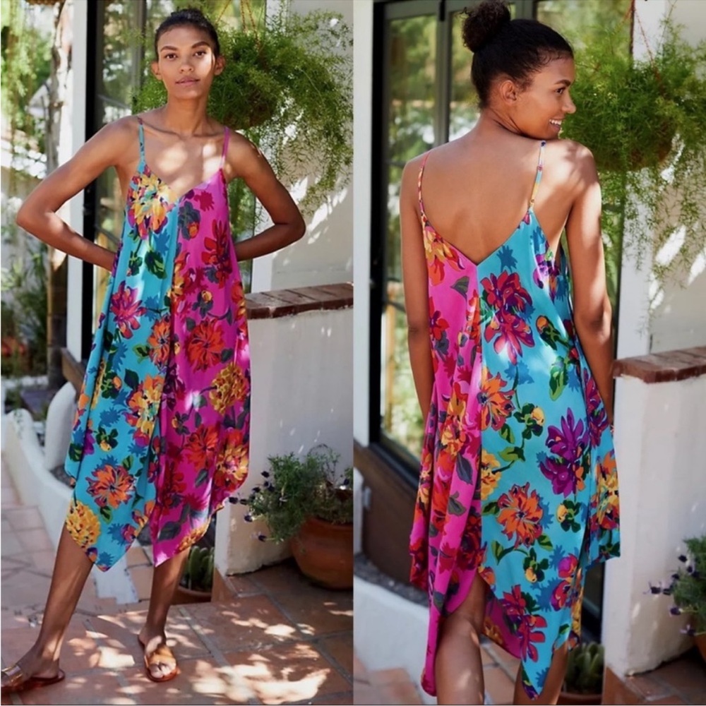 NWT Anthropologie Flowy Floral Midi Mini Dress Size M/L